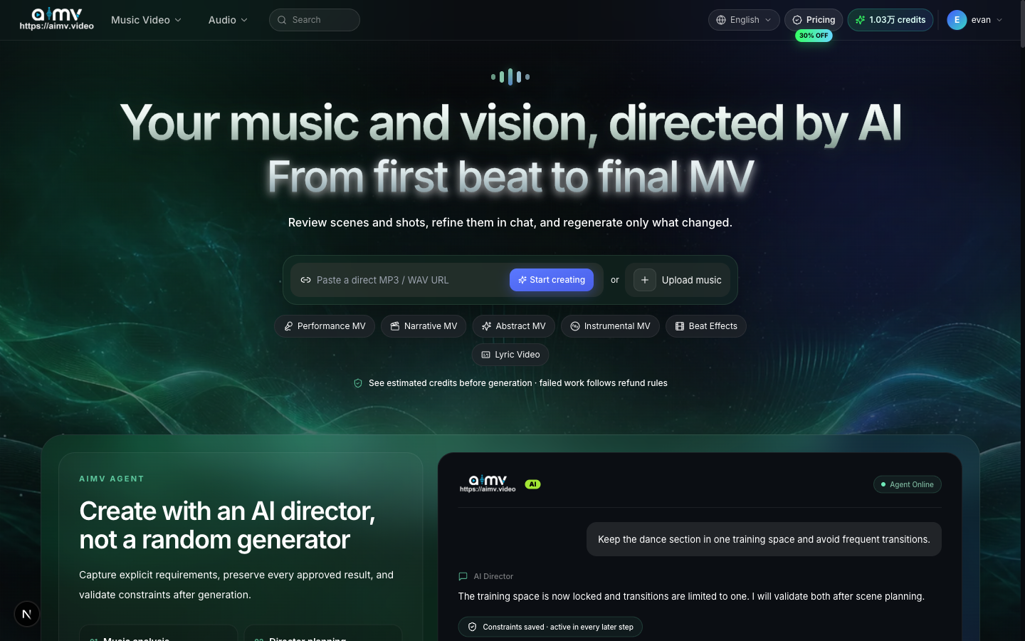 Carica una canzone o incolla un link — INTERFACCIA PRODOTTO Verzivo REALE